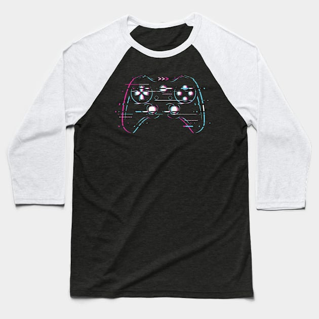 Glitch Gaming Controller Baseball T-Shirt by machmigo